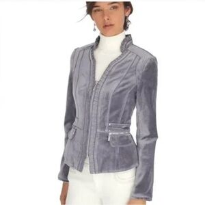 WHBM Heather Dark Crystal Gray Pleated Velvet Jacket NWOT $150 6P